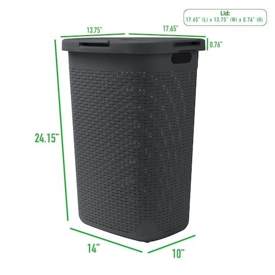Mind Reader 60L Hamper Laundry Basket with Cutout Handles